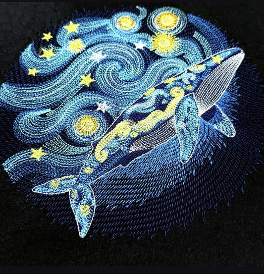 STARRY NIGHT  BLUE WHALE OVERSIZED T-SHIRT